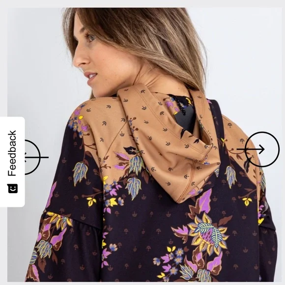 Floral Print Women's Hoodie - Black and Tan Anthro Scotch and Soda starwatcher - Picture 5 of 9